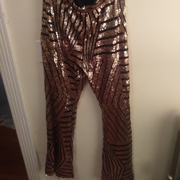 Sequin High-Waisted Bell-Bottoms Flare Pants - Picture 4 of 5